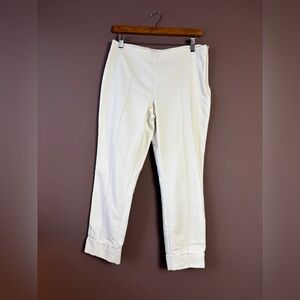 Akris White Cropped Straight Leg Trousers Sz 8